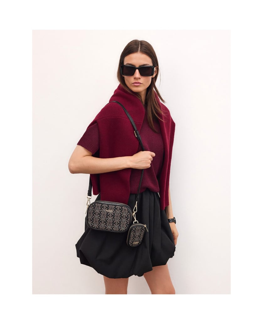 Kazar-Braun-und-schwarz-gemusterte-Stoffhandtasche-braun