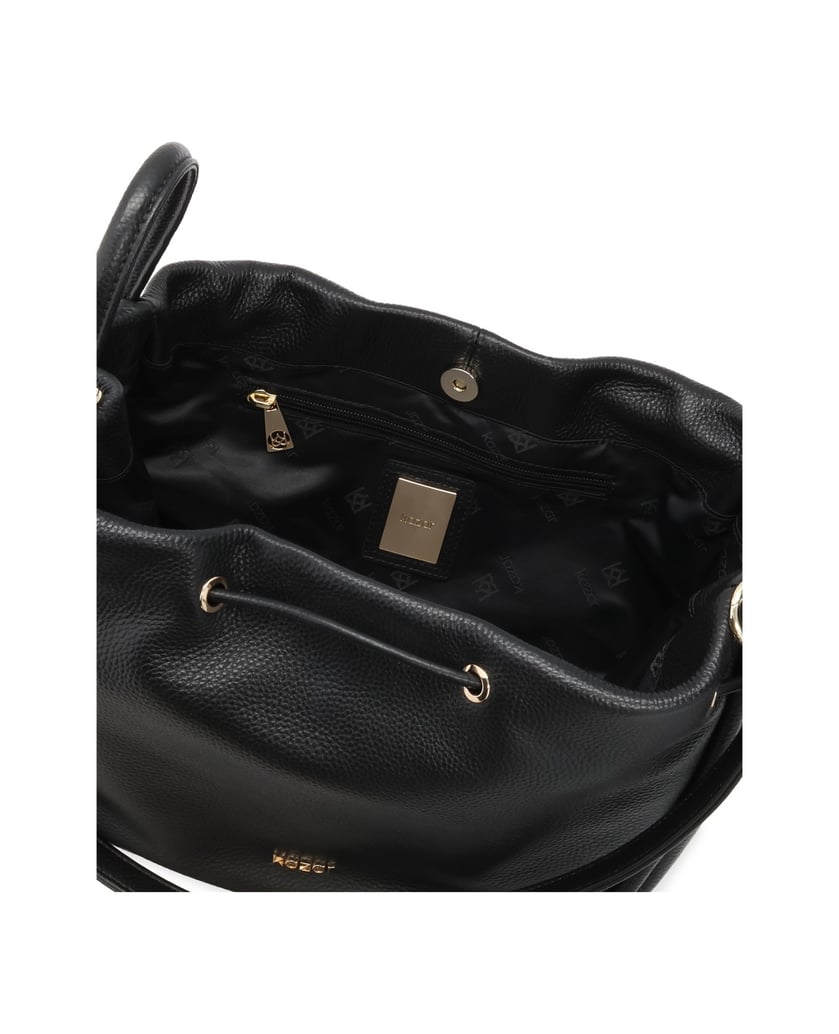 Kazar-Schwarze-Tasche-aus-Naturleder-mit-Riemen-schwarz