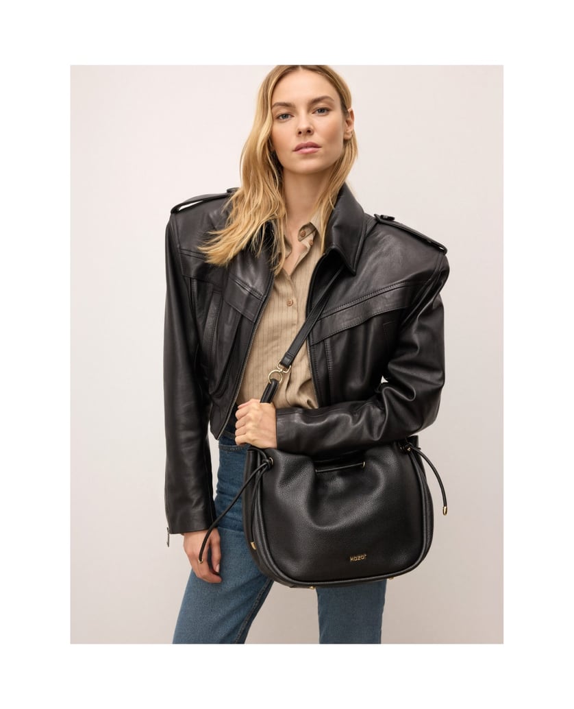 Kazar-Schwarze-Tasche-aus-Naturleder-mit-Riemen-schwarz