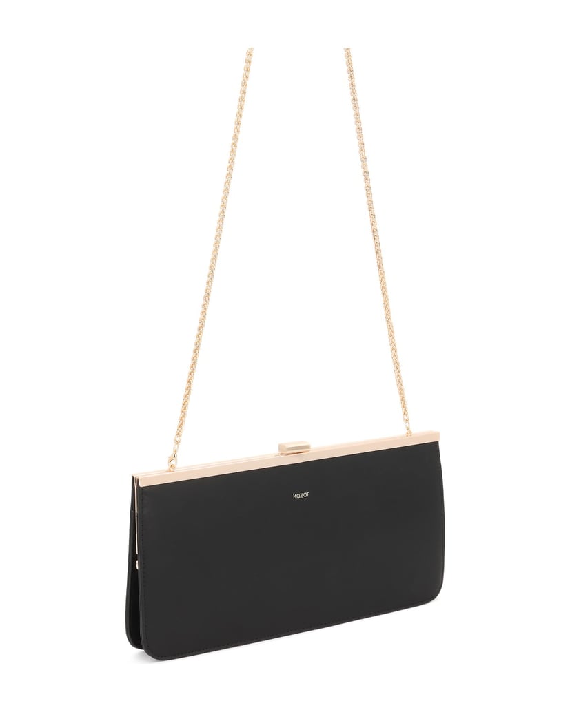 Kazar-Elegante-schwarze-Clutch-Tasche-mit-goldenem-Rahmen-schwarz