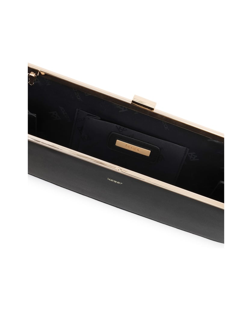 Kazar-Elegante-schwarze-Clutch-Tasche-mit-goldenem-Rahmen-schwarz