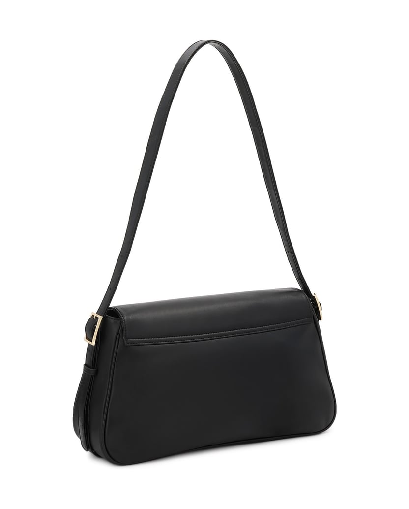 Kazar-Schwarze-Lederhandtasche-mit-Überschlag-und-verstellbarem-Riemen-schwarz