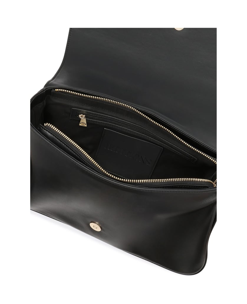 Kazar-Schwarze-Lederhandtasche-mit-Überschlag-und-verstellbarem-Riemen-schwarz