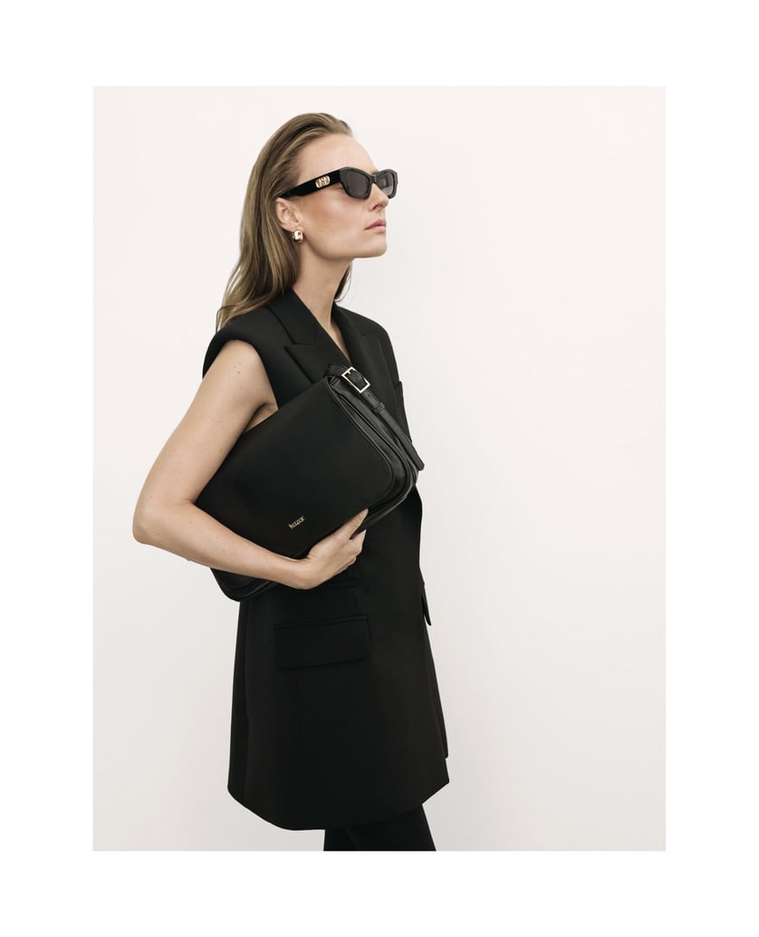 Kazar-Schwarze-Lederhandtasche-mit-Überschlag-und-verstellbarem-Riemen-schwarz