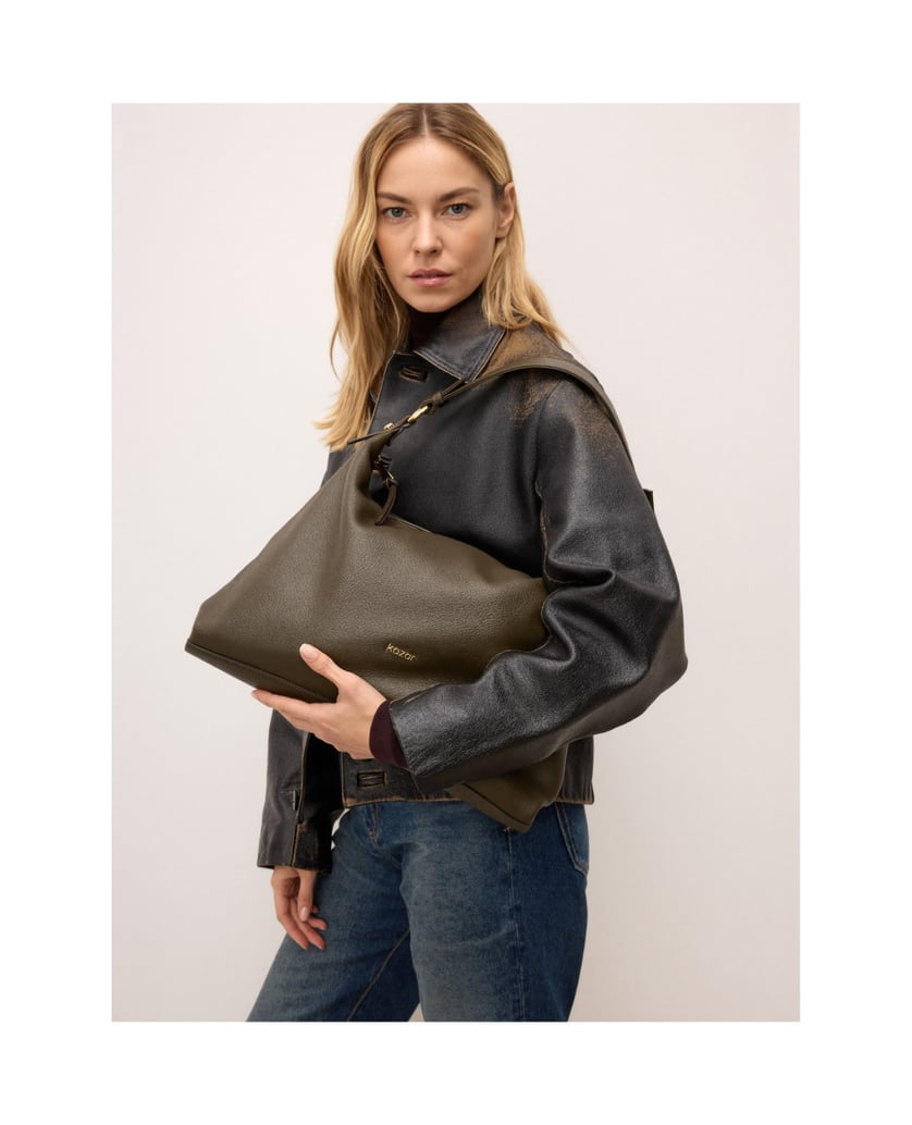 Kazar-Handtasche-aus-weichem-Leder-in-Olive-grün