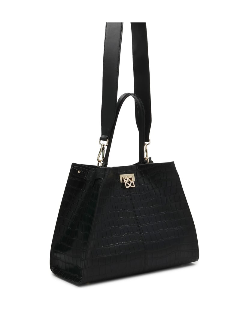 Kazar-Schwarze-Handtasche-aus-geprägtem-Leder-schwarz