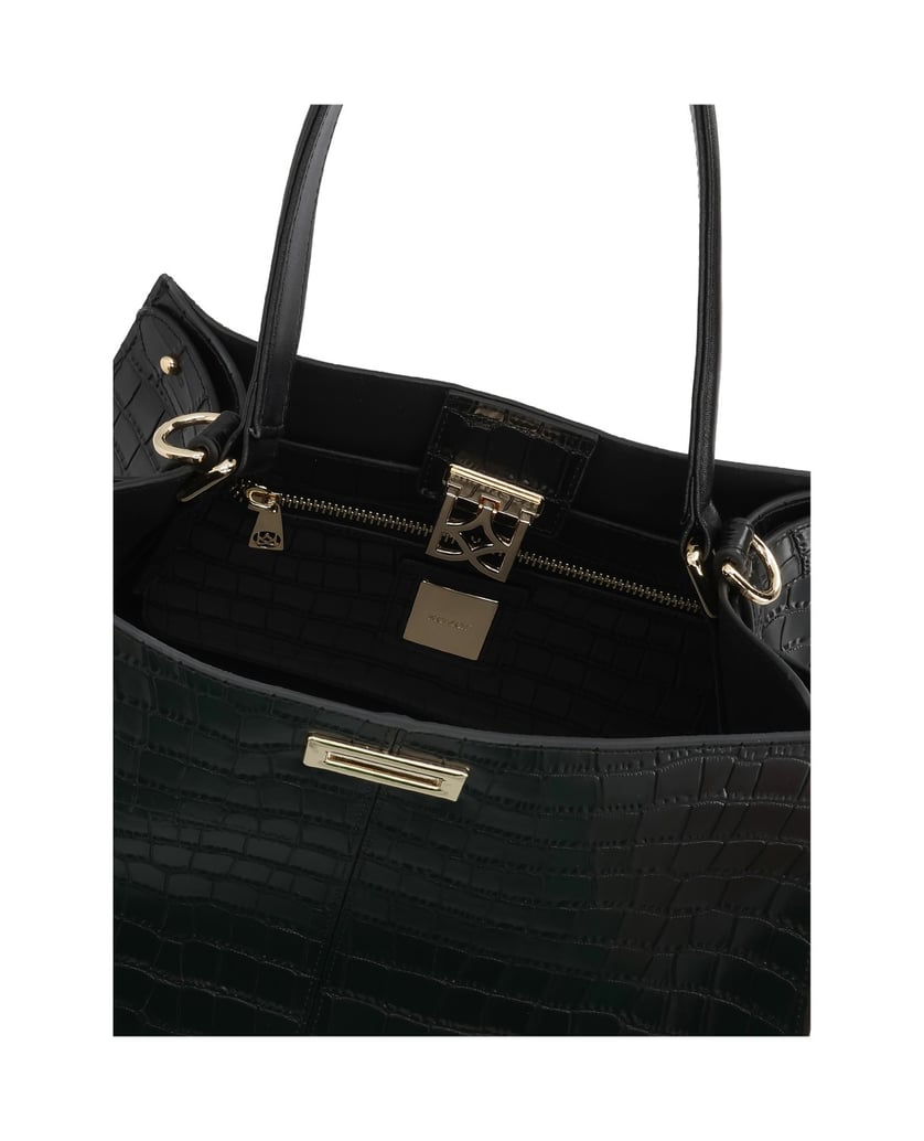 Kazar-Schwarze-Handtasche-aus-geprägtem-Leder-schwarz