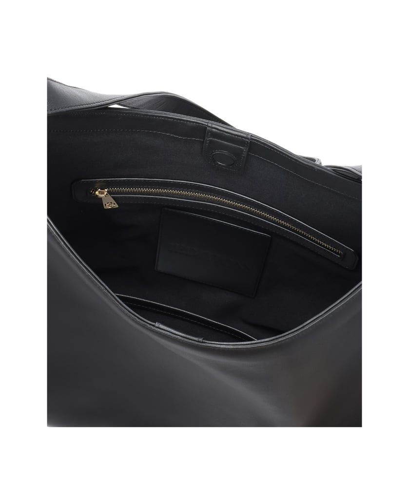 Kazar-Elegante-schwarze-Lederhandtasche-mit-trapezförmiger-Form-schwarz