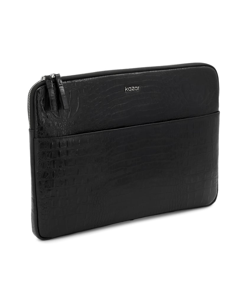 Kazar-Laptop-Tasche-aus-geprägtem-Leder-schwarz