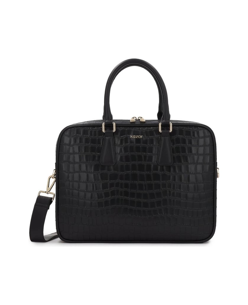 Kazar-Elegante-Laptoptasche-aus-geprägtem-Leder-schwarz