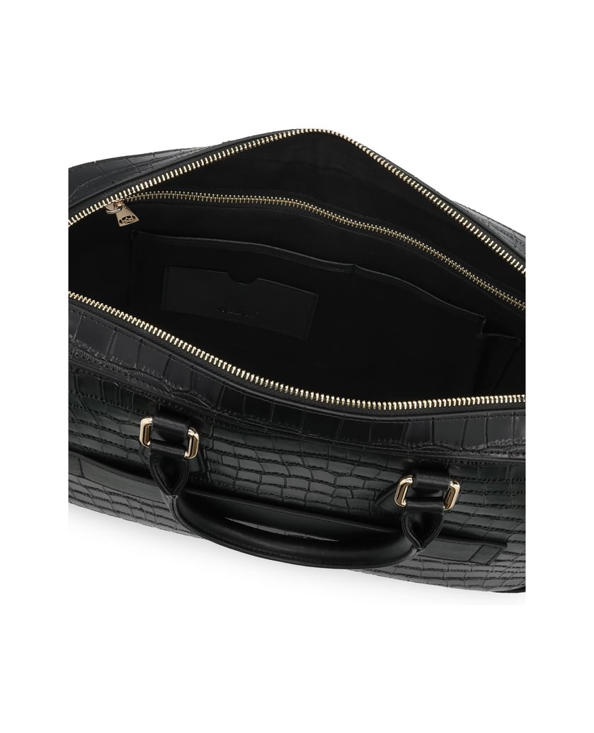 Kazar-Elegante-Laptoptasche-aus-geprägtem-Leder-schwarz