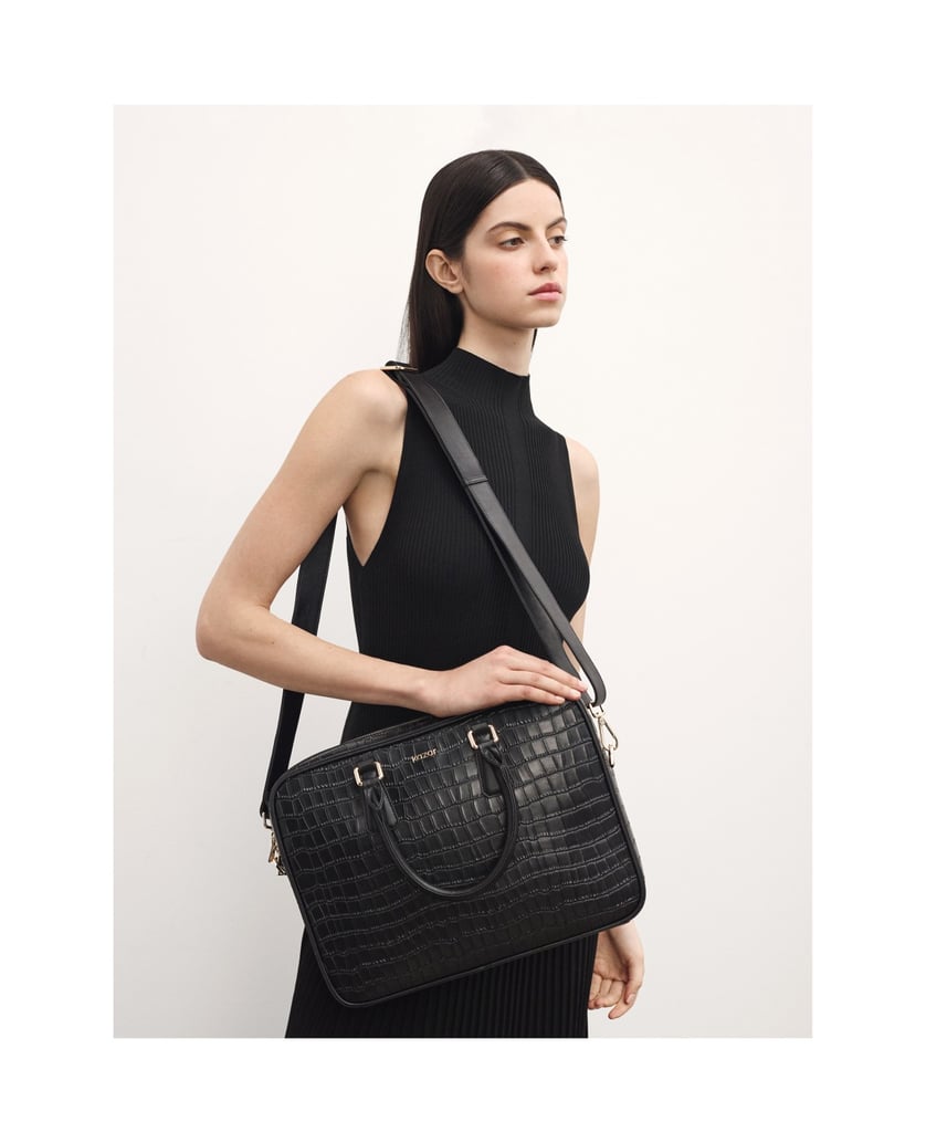 Kazar-Elegante-Laptoptasche-aus-geprägtem-Leder-schwarz
