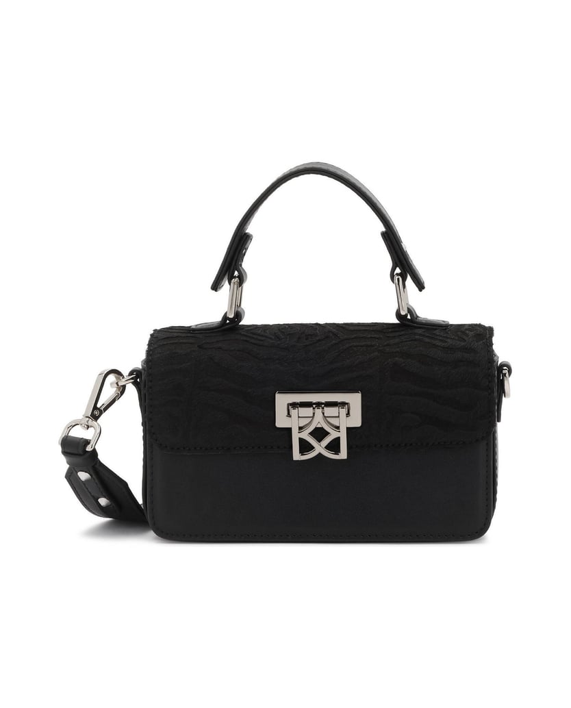 Kazar-Schwarze-Borstenhandtasche-mit-Zebramuster-schwarz