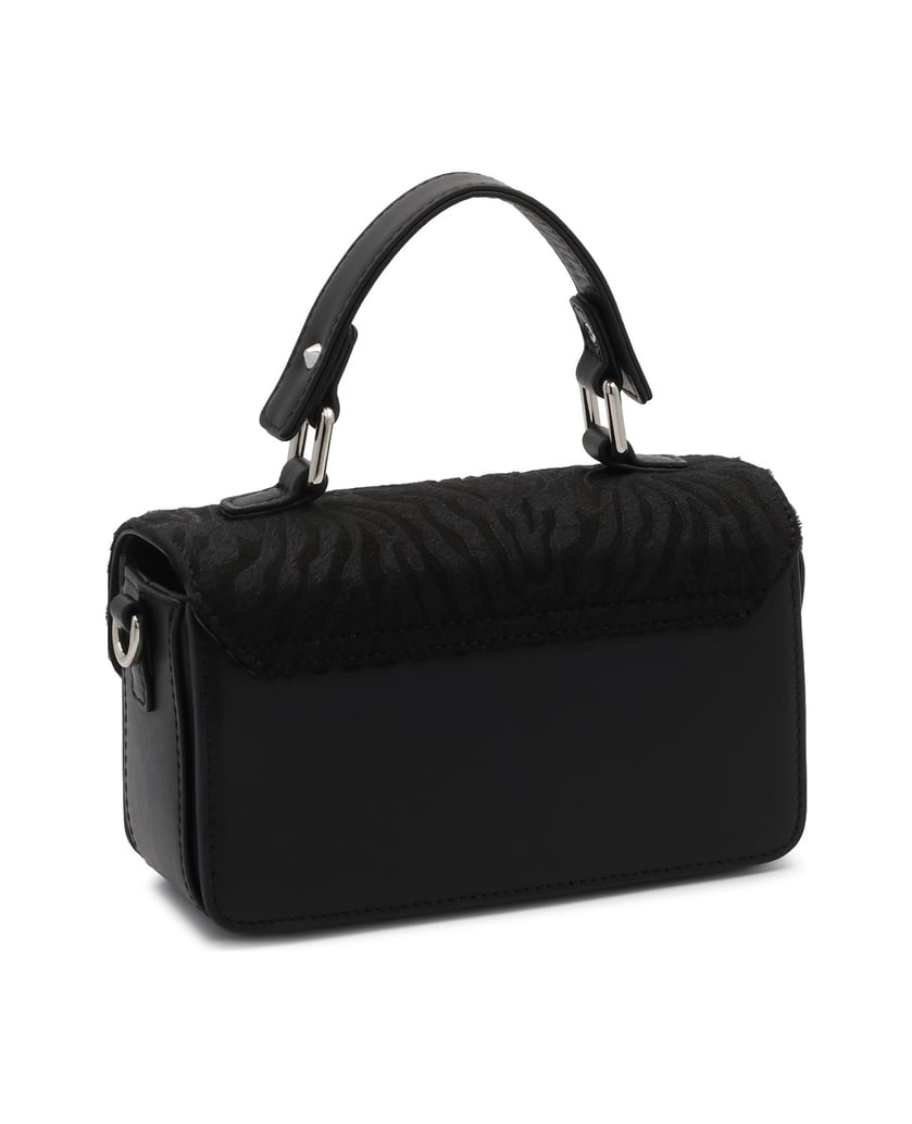 Kazar-Schwarze-Borstenhandtasche-mit-Zebramuster-schwarz