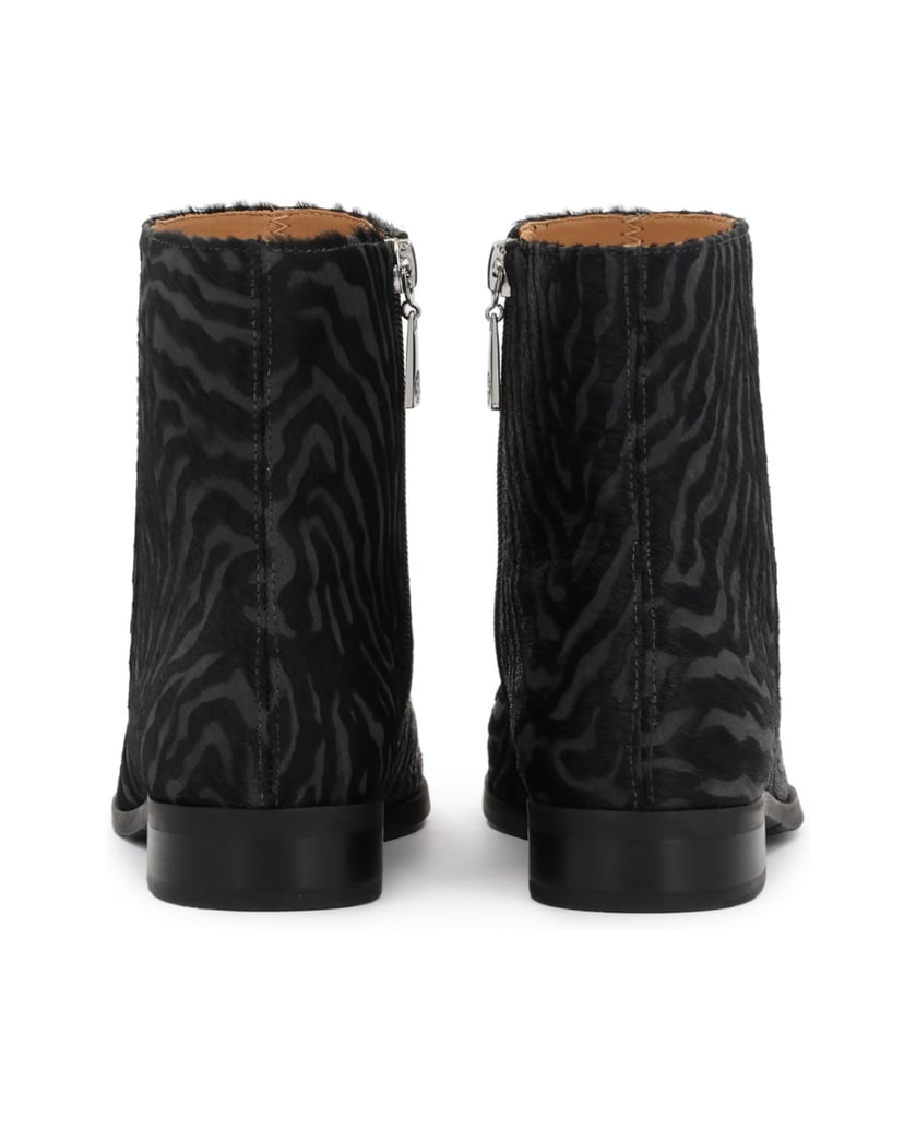 Kazar-Gemusterte-Lederstiefel-mit-Naturhaar-Finish-schwarz