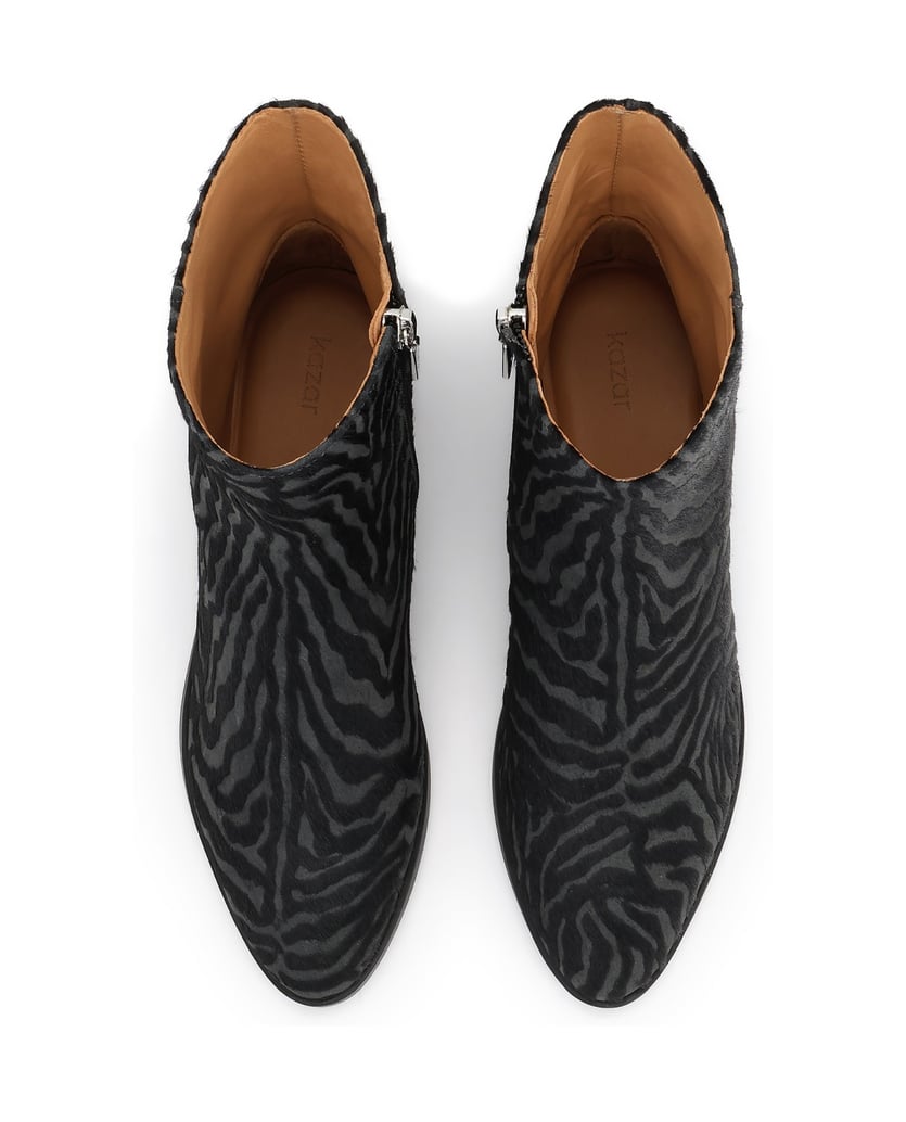 Kazar-Gemusterte-Lederstiefel-mit-Naturhaar-Finish-schwarz