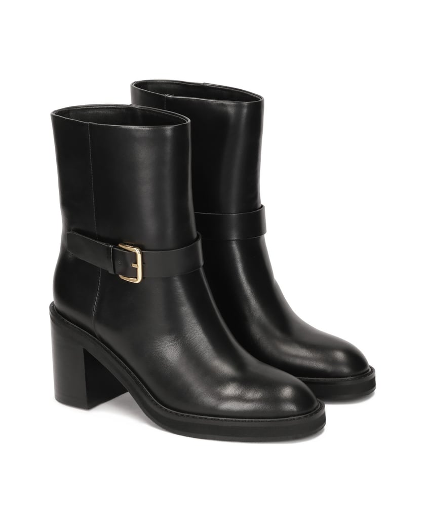 Kazar-Schlupfstiefel-aus-Leder-mit-breitem-Absatz-schwarz