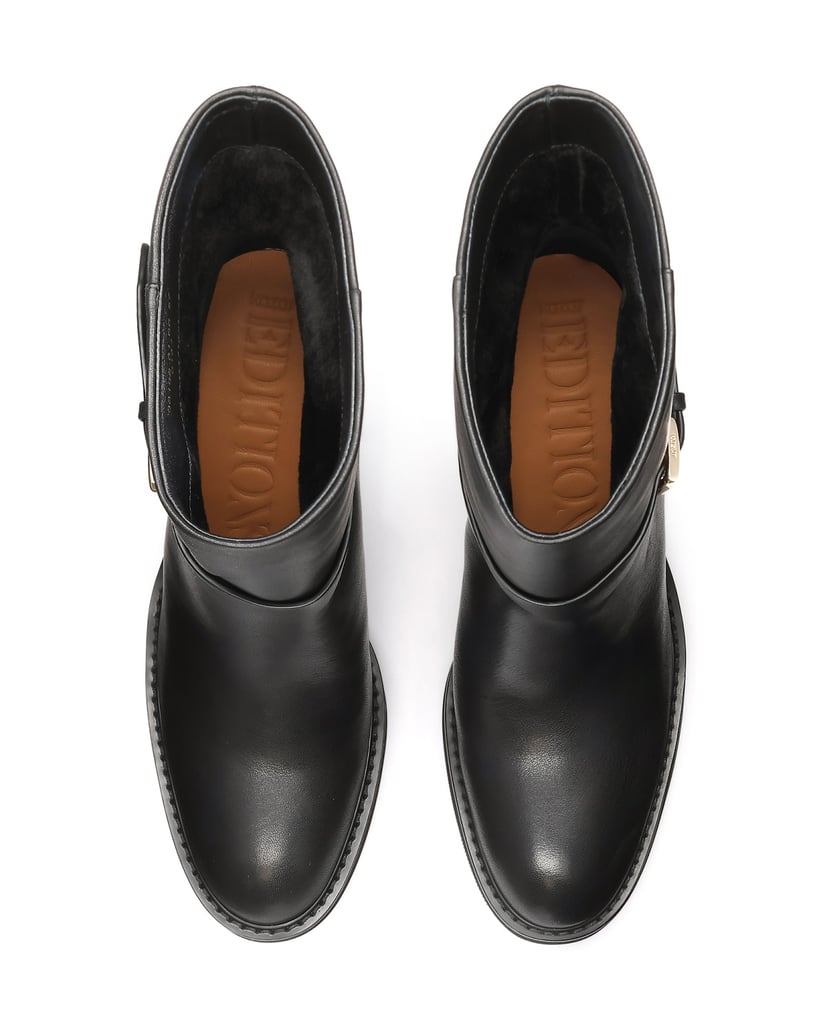 Kazar-Schlupfstiefel-aus-Leder-mit-breitem-Absatz-schwarz