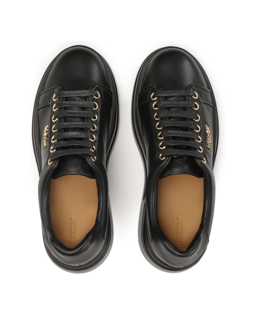 Kazar-Turnschuhe-aus-Leder-mit-dicker-gerader-Sohle-schwarz