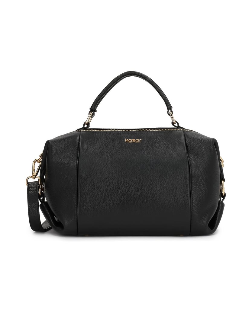 Kazar-Schwarze-Kofferraumhandtasche-aus-Leder-und-goldenen-Details-schwarz