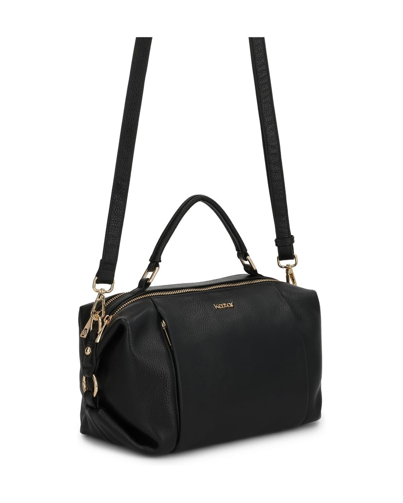 Kazar-Schwarze-Kofferraumhandtasche-aus-Leder-und-goldenen-Details-schwarz