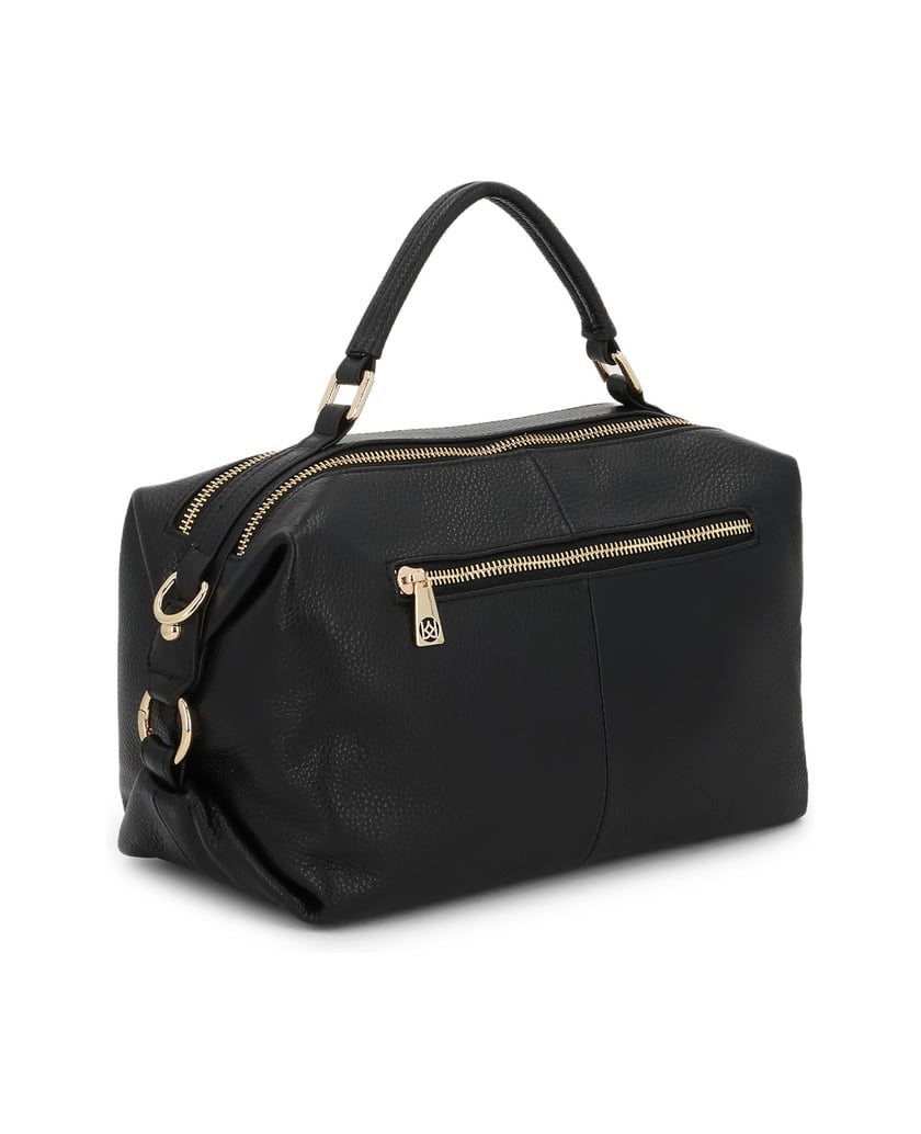 Kazar-Schwarze-Kofferraumhandtasche-aus-Leder-und-goldenen-Details-schwarz