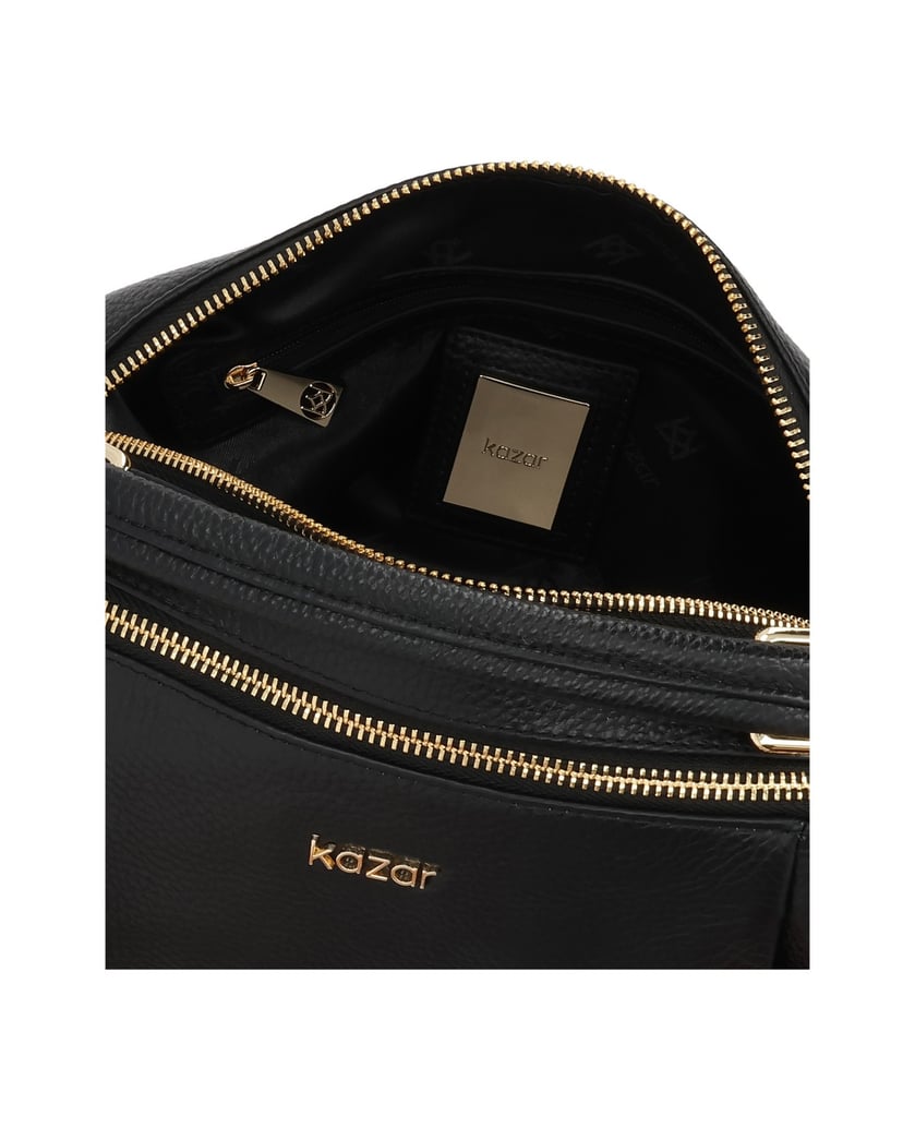 Kazar-Schwarze-Kofferraumhandtasche-aus-Leder-und-goldenen-Details-schwarz