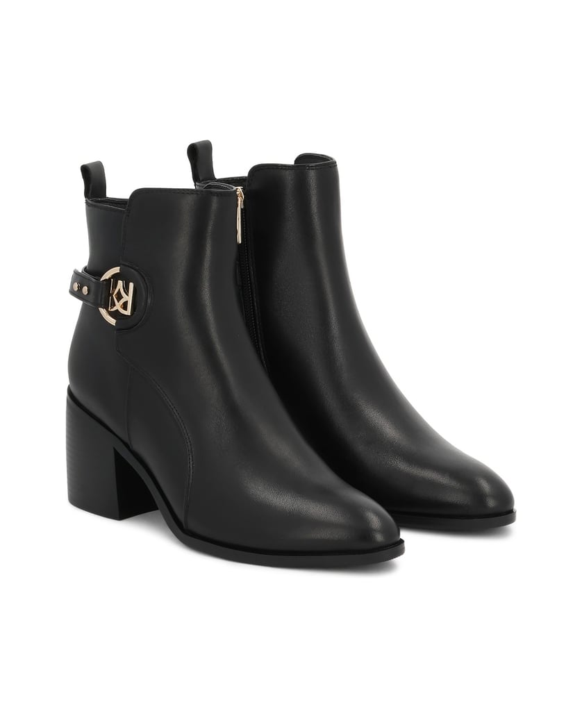 Kazar-Lederstiefel-mit-breitem-Absatz-schwarz