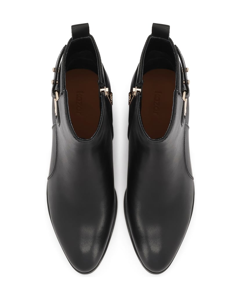 Kazar-Lederstiefel-mit-breitem-Absatz-schwarz