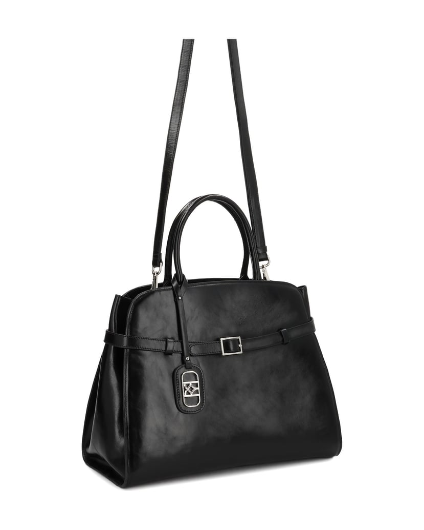 Kazar-Elegante-schwarze-Lederhandtasche-schwarz