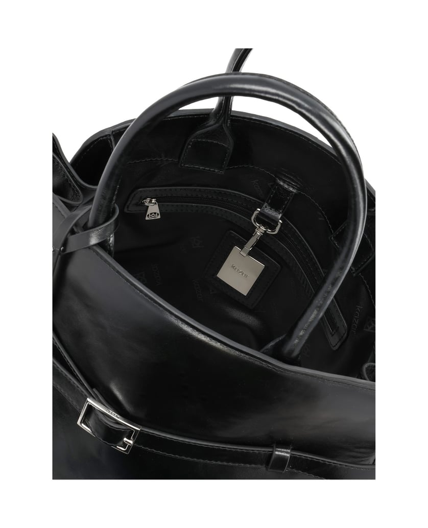 Kazar-Elegante-schwarze-Lederhandtasche-schwarz