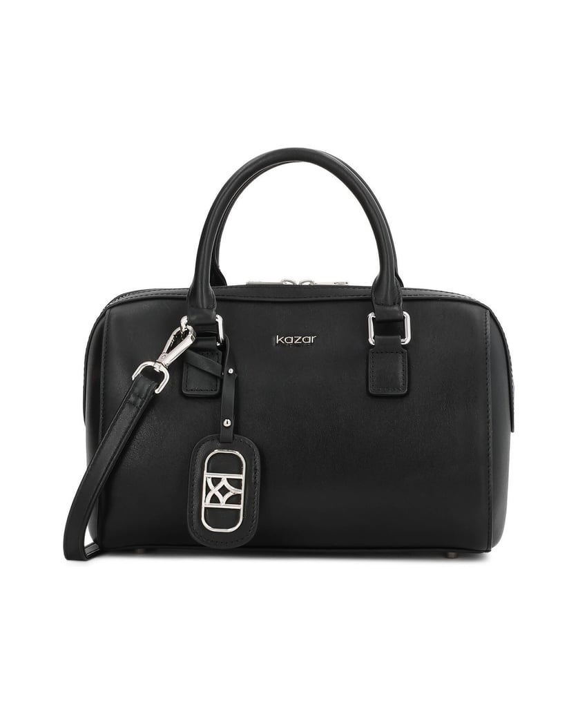 Kazar-Zylindrische-schwarze-Lederhandtasche-schwarz