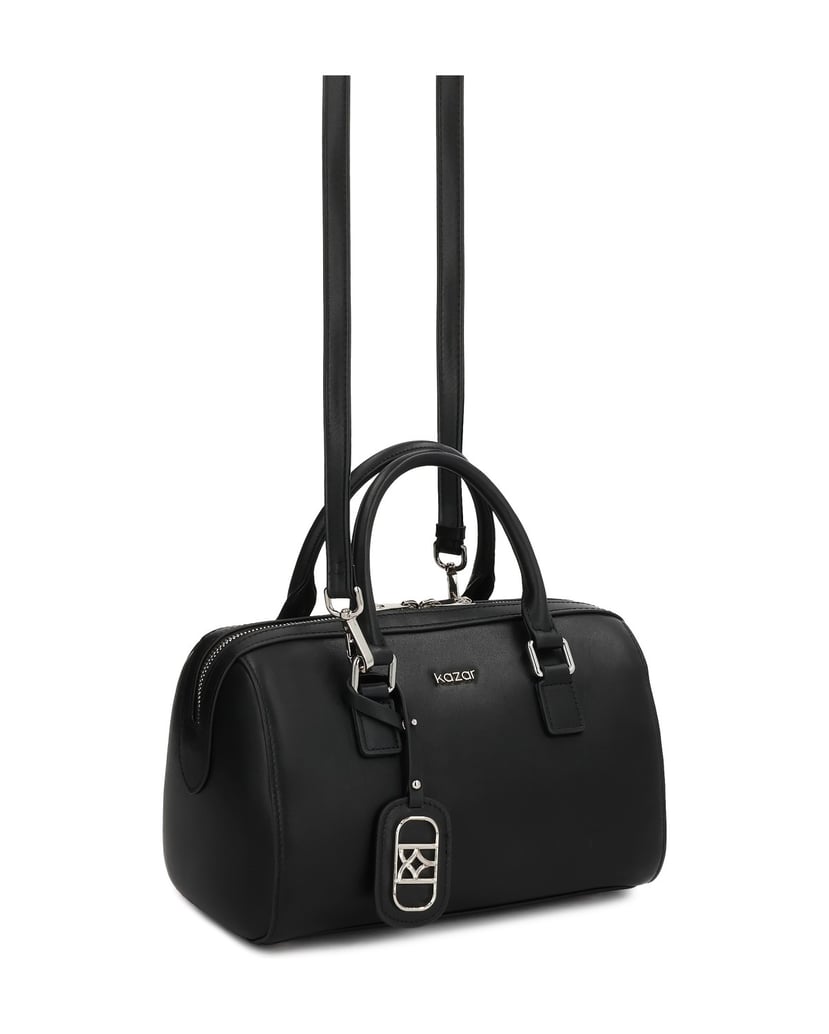 Kazar-Zylindrische-schwarze-Lederhandtasche-schwarz