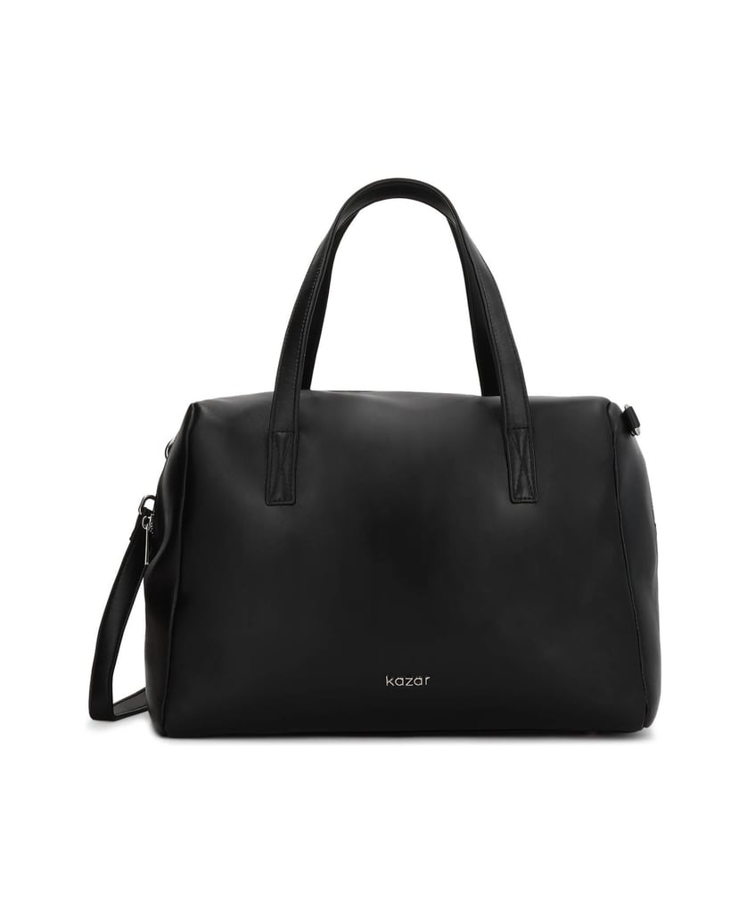 Kazar-Lederhandtasche-mit-Griffen-und-Riemen-schwarz