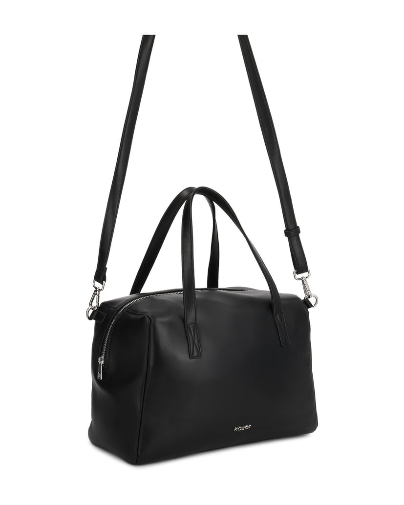 Kazar-Lederhandtasche-mit-Griffen-und-Riemen-schwarz