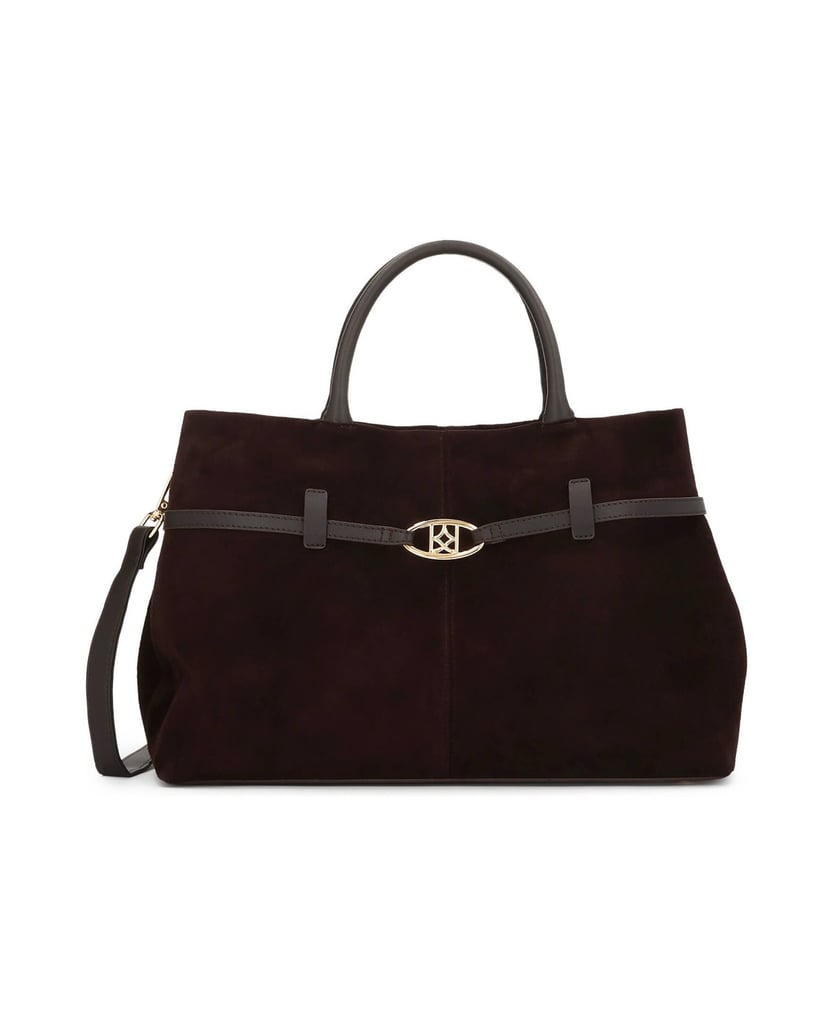 Kazar-Braune-Wildlederhandtasche-mit-trapezförmiger-Form-braun