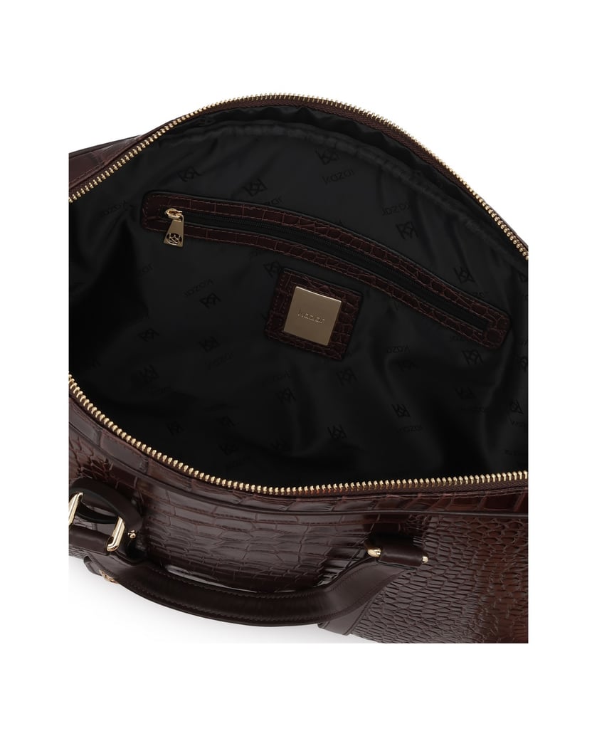 Kazar-Geprägte-Laptoptasche-aus-braunem-Leder-braun