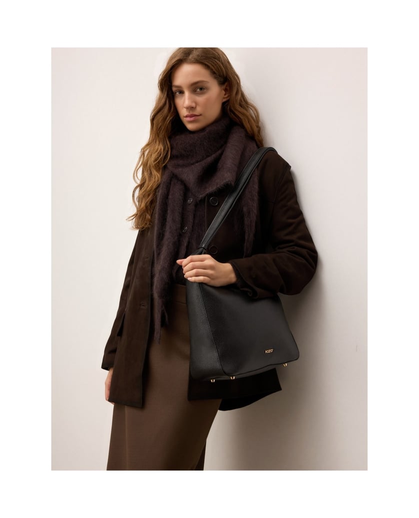 Kazar-Schwarze-Lederhandtasche-mit-verstellbarem-Riemen-schwarz