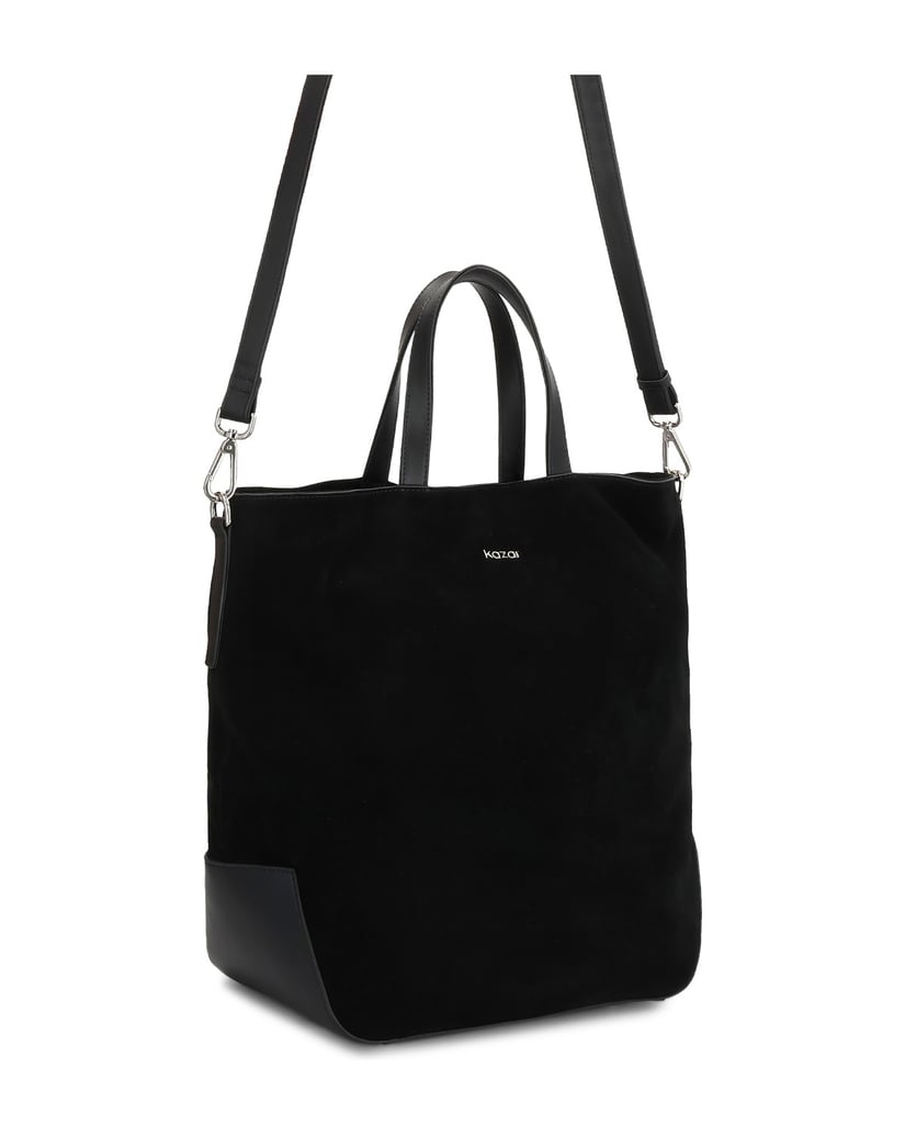 Kazar-Geräumige-schwarze-Wildlederhandtasche-schwarz