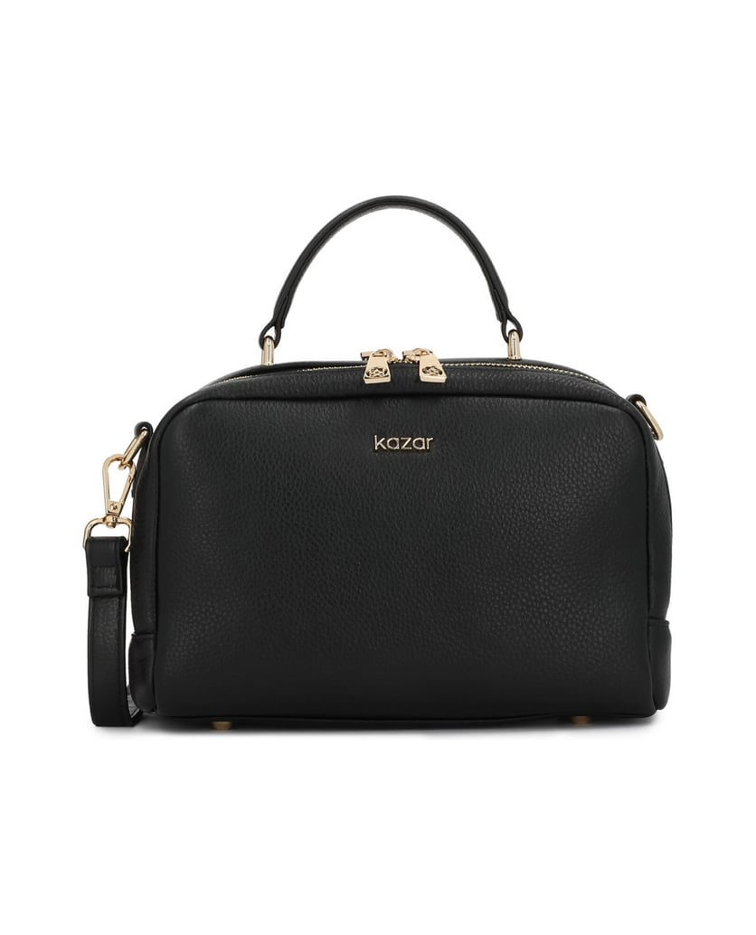 Kazar-Lederhandtasche-mit-geometrischer-Form-schwarz
