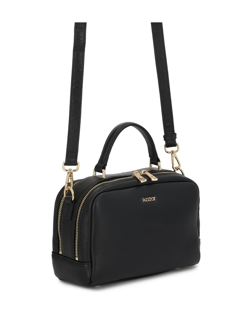 Kazar-Lederhandtasche-mit-geometrischer-Form-schwarz