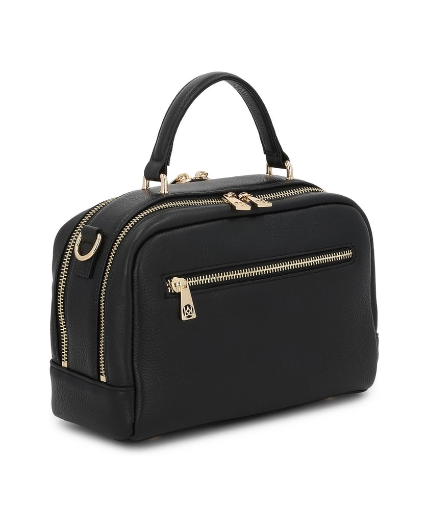 Kazar-Lederhandtasche-mit-geometrischer-Form-schwarz
