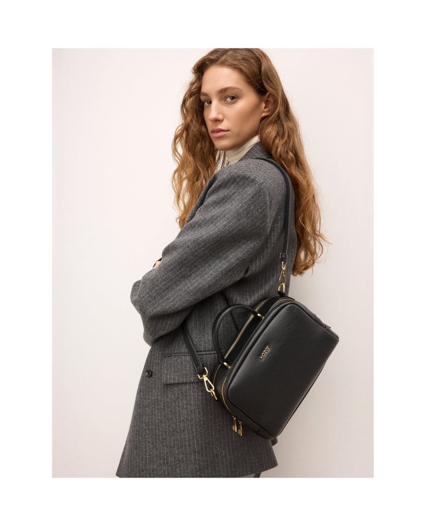Kazar-Lederhandtasche-mit-geometrischer-Form-schwarz