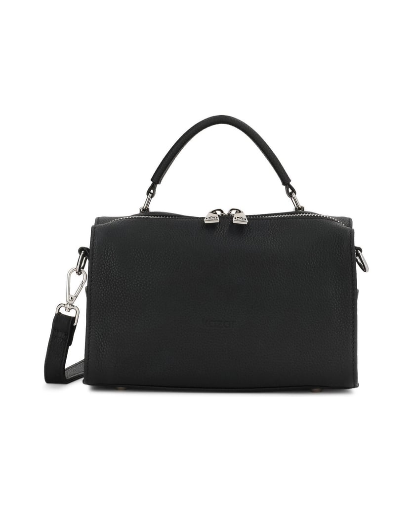 Kazar-Lederhandtasche-mit-geometrischer-Form-schwarz