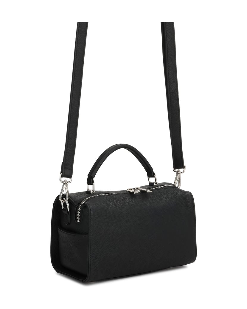Kazar-Lederhandtasche-mit-geometrischer-Form-schwarz