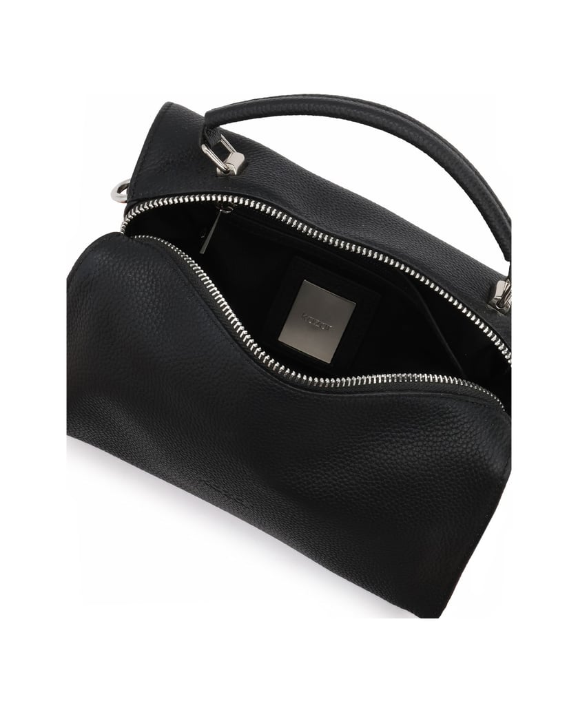 Kazar-Lederhandtasche-mit-geometrischer-Form-schwarz