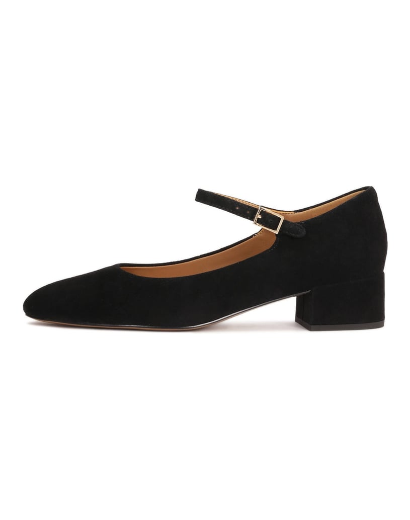 Kazar-Schwarze-Wildlederpumps-mit-Riemen-und-niedrigem-Absatz-schwarz