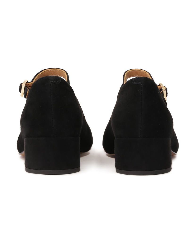 Kazar-Schwarze-Wildlederpumps-mit-Riemen-und-niedrigem-Absatz-schwarz