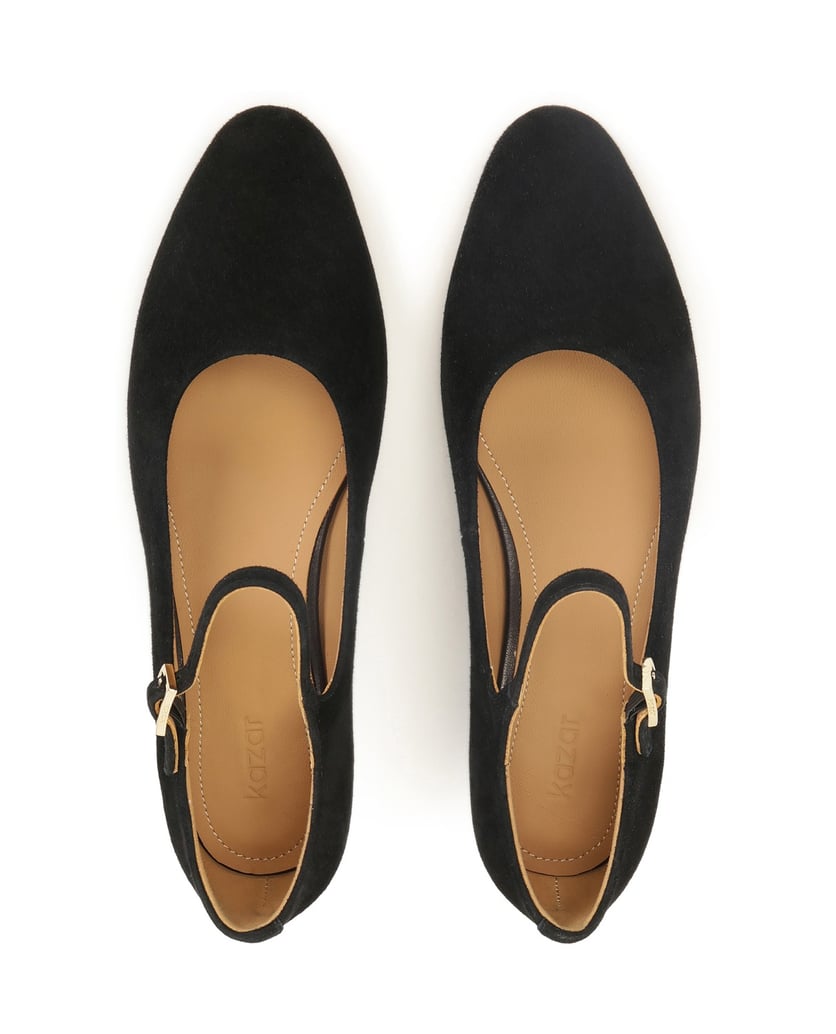 Kazar-Schwarze-Wildlederpumps-mit-Riemen-und-niedrigem-Absatz-schwarz