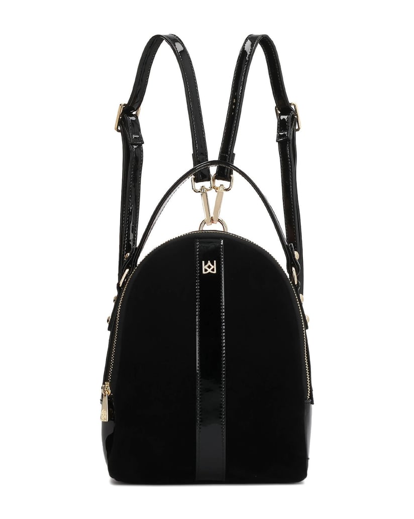 Kazar-Kompakter-Rucksack-aus-Wildleder-und-Lackleder-schwarz